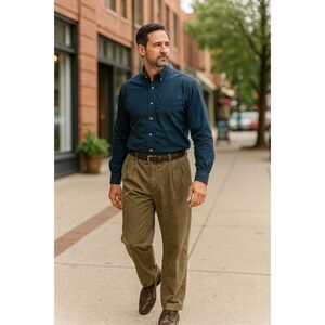 Vintage Polo Ralph Lauren Chino Pants 42x32 Brown Pleated Front Business Casual